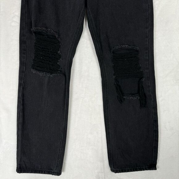 Princess Polly Asymmetric Crossover Waist Straight Leg Jeans Size 6 Black Loose - Picture 6 of 16